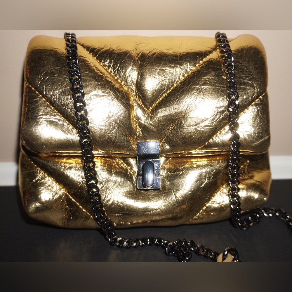 Zara Gold Foil Metallic shoulder bag